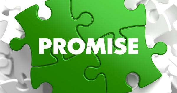 Green jigsaw puzzle piece with the word 'PROMISE' in bold white letters, surrounded by interconnected white puzzle pieces
